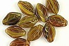 10pc 12x7mm HURRICANE GLASS BROWN YELLOW CZECH GLASS LEAVES BEADS CZ120-10